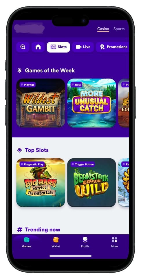Screenshot showing JE777 App interface with intuitive menus and game choices